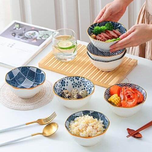 4 Pcs/Set 5 Inch Salad Bowl, Ceramic Tableware, Rice Soup Syrup , Embossed, Underglaze Color, Support Oven And Dishwasher