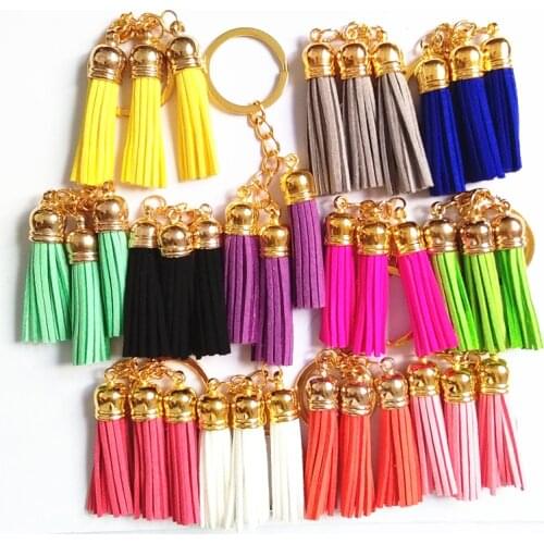 5 cm Golden Suede Tassel Key Chain Mini Leather Key Ring Cute Pendant Bag Charming Car Key Holder Personality Gifts