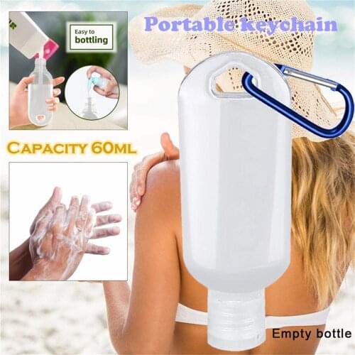 60ml Hand Sanitizer Bottle Portable Keychain Holder Travel Reusable Bottle Hand washing gel Sub-bottling with Keychain Carrier