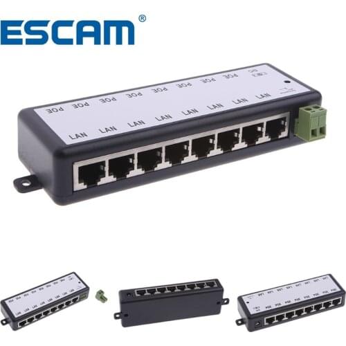 8 Port POE Injector For CCTV Surveillance IP Cameras Power Over Ethernet Adapter