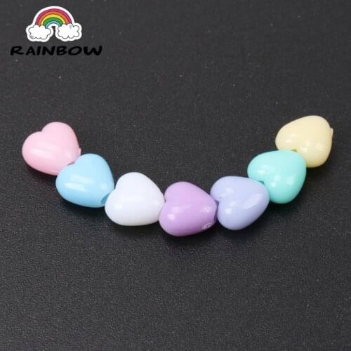 Wholesale Mixed Color Acrylic charm Heart Spacer Beads For jewelry making DIY 7x7mm 200pcs
