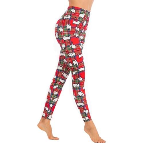 Brands Women Fashion Legging Scottish Cat Printing leggins Sexy Slim legins High Waist punk Leggings Woman Fitness Pants