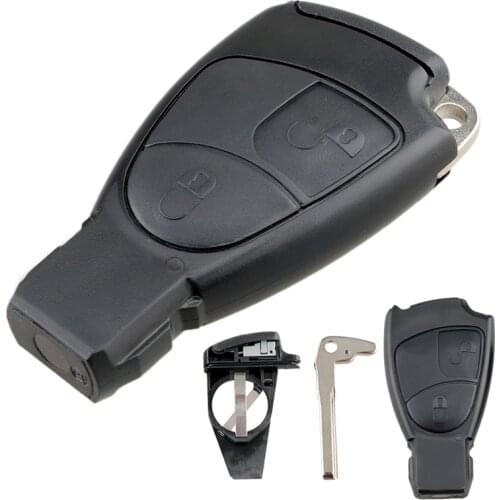 2 Buttons Car Key Fob Case Shell Smart Insert Key Remote Cover with Blade & Battery Holder for Mercedes Benz E ML Class Sprinter