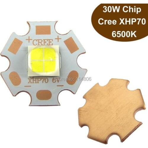 1pcs Cree XLamp XHP70 30W 6V 4A Cool / Pure White 6000K - 6500K 3000LM LED Flashlight Bulb Light Chip With 20mm Copper Base
