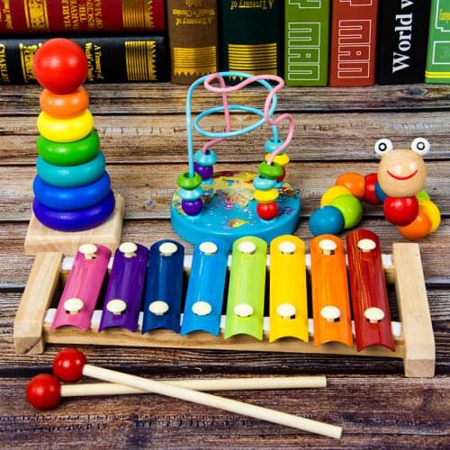 Color Octave Musical Wooden Toys Hand Knock Piano Baby Early Childhood Xylophone Infants Childrens Educational Kids Toy Gifts