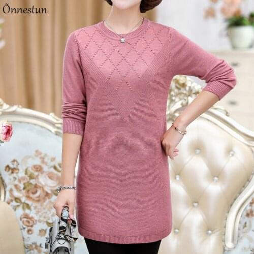 Long Sweater Women Autumn Winter Causal Womens Clothing 2021 Pullover Knitted Dress Soft Argyle Sweaters For Women