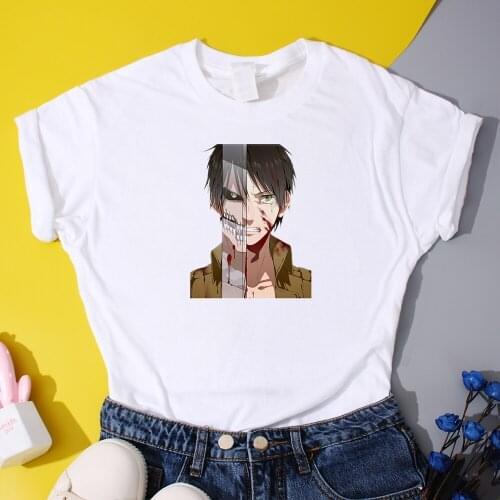 Japanese Anime T Shirt Eren Jaeger T-Shirts Women Attack on Titan T Shirts Womens Casual Korean Street Tees Summer Cool T Shirt