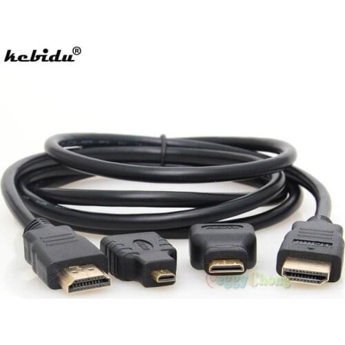 3 In 1 V1.4 HDMI-compatible TO Micro HDMI-compatible Cable Gold-plating Adapter Converter For Xbox360 For PS3 HDTV 1080P Mobile
