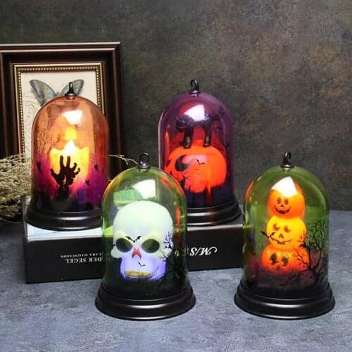 Halloween Decorations Candle Skeleton Pumpkin Lantern Light, Battery Powered LED Hanging Light for Outdoor, Garden, Indoor