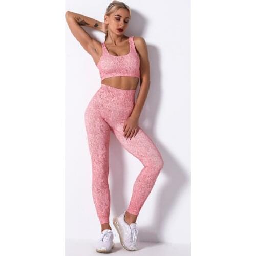 2PCS Yoga Sets Women Gym Clothes Print Bra Stretchy Leggings Fitness Suits Running Nylon Workout Clothing Short Gym Sportswear