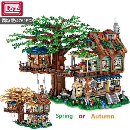 2in1 LOZ Blocks Educational Toy Tree House Spring Or Autumn Brinquedos Building Bricks for Kids Gifts Birthday Present 1033