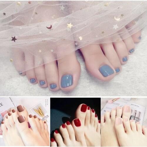 Short False Toenails Artificial Feet Nails Full Cover Square Fake Toenails For Women Teens Girls SK88