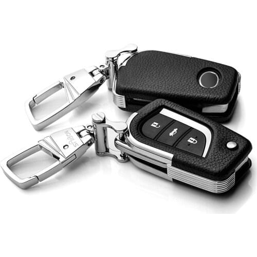 Leather Car Key Cover For New Toyota Camry Highlander Corolla Prado Reiz Crown RAV4 Flip Remote Fob Case Keychain Bag