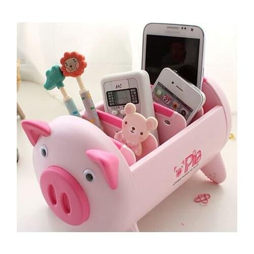 Creative cute pig housing Cartoon office supplies storage box Life a little creativity