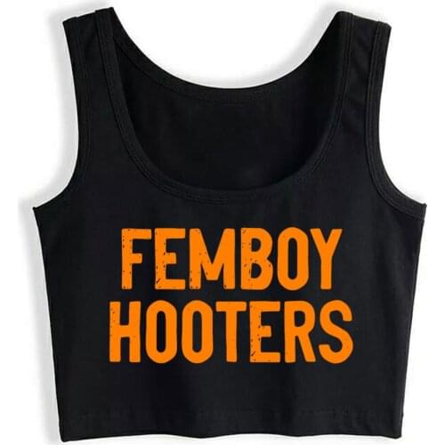 Crop Top Sport I Love Femboy Funny Black Print Tops Women