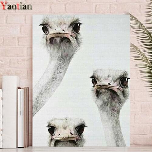 5D Diy Diamond Painting Animal Ostrich Cross Stitch Kits Diamond Embroidery Picture Of Rhinestone Full Drill Mosaic art decor