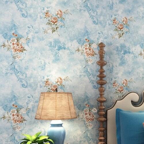 Floral Rustic Wallpaper Roll 3d Non-woven Wall Paper For Walls Pink,blue,light Blue,purple Yellow Wallpapers Flower For Bedroom