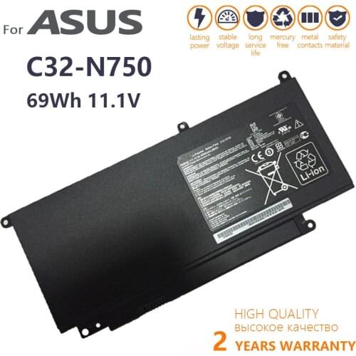 Genuine C32-N750 Laptop battery For ASUS N750 N750J N750JK N750JV N750Y47JK-SL N750Y47JV-SL 11.1V 6260mAh/69WH original batteria