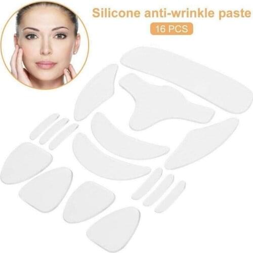 OEM 16pcs Anti Rimpel Patches Silicone Pads Reusable Silicone Wrinkle Removal Sticker Face Forehead Neck Eye Sticker Skin Patch