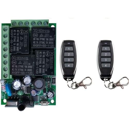 AC 85V 110V 220V 250V 4CH 4 CH 4 Channel 10A Relay RF Wireless Remote Control Switch System 433 MHz Transmitter And Receiver