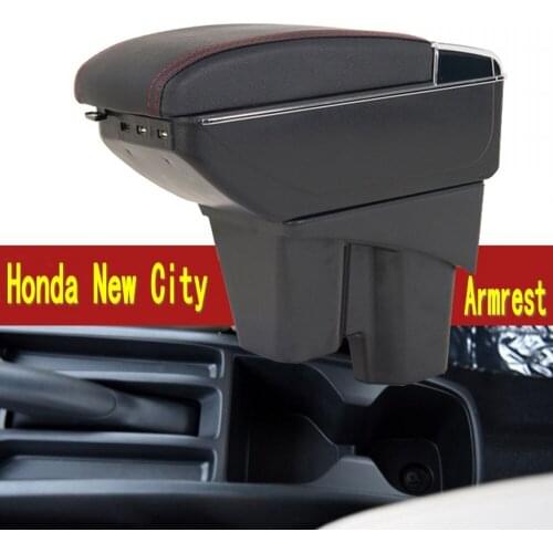 For Honda New City armrest box central Store content box with cup holder ashtray USB City armrests box