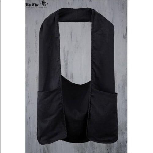 Hot Men Sleeveless Vest Outerwear Large Pocket Sexy Halter-neck Vest Cape Vest Hairstylist Nightclub Singer Costumes Clothing