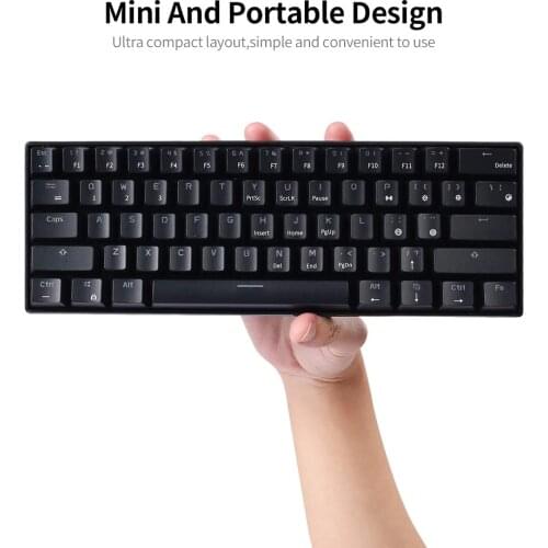 RK61 BT&Wired Dual Mode Keyboard Yellow Backlight 61 Key Mini Mechanical Keyboard for Phone/Tablet Black with OUTEMU Keyboard