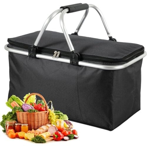 1PC Black Blue Red Folding Picnic Camping Bags Insulated Cooler Cool Hamper Storage Basket Bag Box Outdoor Picnic Bags