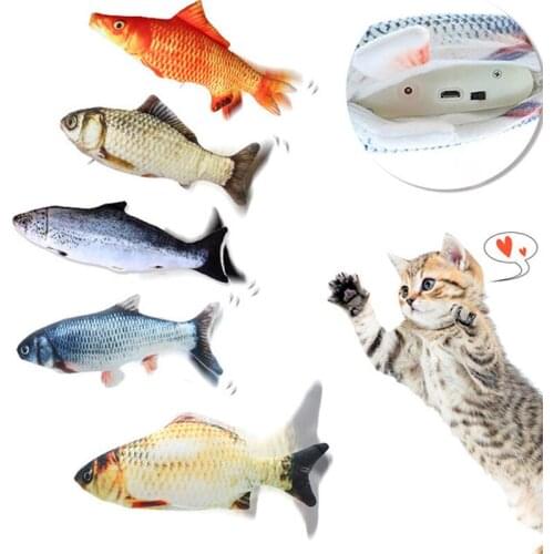 Dancing Jumping Moving Floppy Fish Cat Toy 14 kinds of fish to choose from USB Charging Simulation Fish Pet Funny cat toy