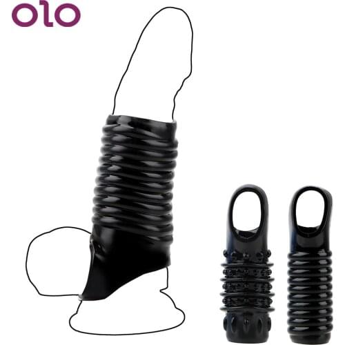 OLO Penis Enlargement Penis Extender Adult Products TPE Cock Rings Delayed Ejaculation Penis Sleeve Sex Toys For Men