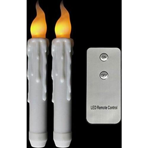 Pack of 2 Flickering Yellow Light Battery Operated Candles With Remote,Electronic Decorative Candle Light For Wedding Church