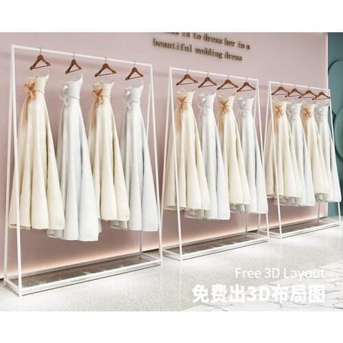 Wedding dress shop display rack white hanging dress shelf cheongsam hanfu display rack studio dedicated