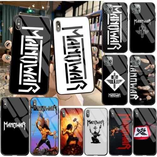 YJZFDYRM Manowar music Soft Rubber Phone Cover Tempered Glass For iPhone 11 Pro XR XS MAX 8 X 7 6S 6 Plus SE 2020 case