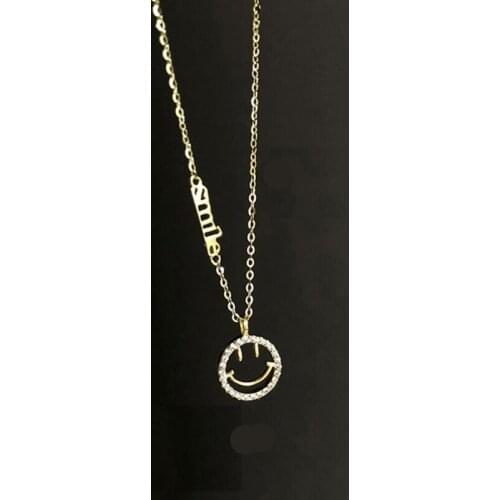 Real 925 Sterling Silver Elegant Smile Face Geometric Pendant Necklace Fine Jewelry For Women Wedding Party Bijoux