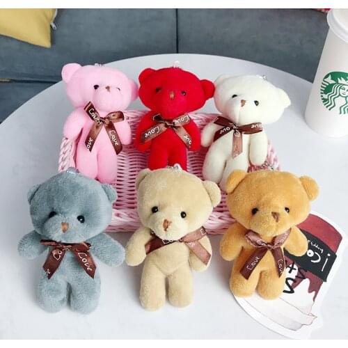 1pcsCute Cartoon Plush Bear Rabbit Keychain Pompom Trinket for Baby Plush Toy Girl Bag Car Key Ring Mobile Phone Pendant Jewelry