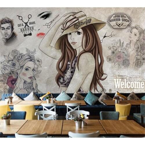 Beibehang Custom 3D wallpaper mural photo HD modern fashion hand-painted beauty salon shop tooling background papel de parede