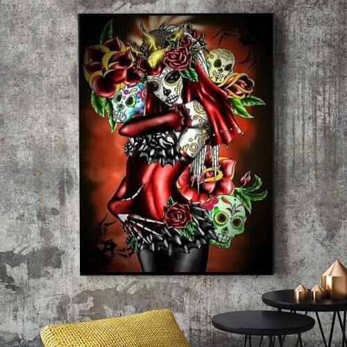 5d Diamond Painting Cartoon Skeleton Art DIY Skull Grils Full Diamond Embroidery Cross Stitch Rhinestone Mosaic Home Decoration