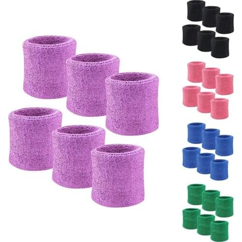 6 Pack Men Women Wrist Sweatband Sports Wristband for Running, Gym Workout, Exercise, Football and More