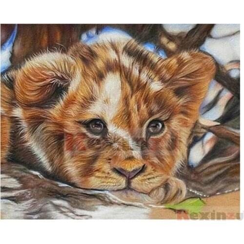 Kexinzu Full 5D DIY Square/Round Drill Diamond Painting "Animal Lion" 3d Diamond Embroidery Cross Stitch Decor Gift Ke071