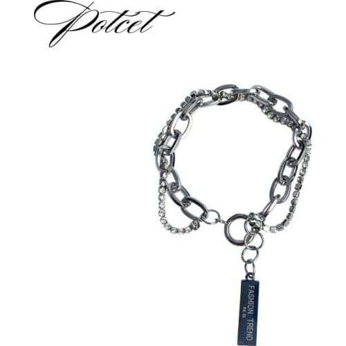 POTCET Unisex Long Brand Letter Double Bracelet Geometric Hip Hop Personality Party Jewelry