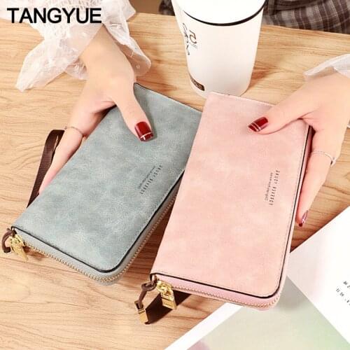Long Leather Womens Wallet Female Cutch Luxury Brand Vintage Big Lady Wallet Women Purse for Cards with Zipper Coin portomonee