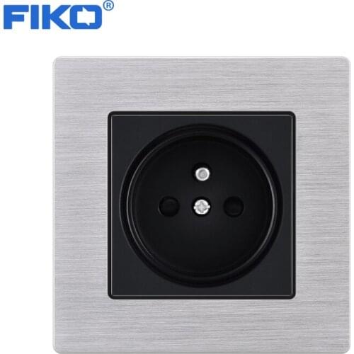 FIKO 16a French Aluminum alloy panel EU universal household wall power socket 86*86mm home installed electric outlet accessorie
