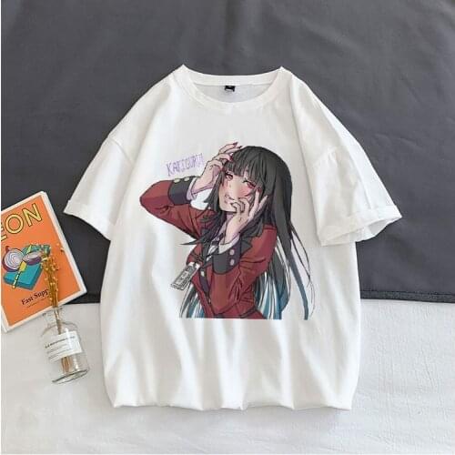 Japanese anime cartoon Harajuku Kakegurui Yumeko Jabami T-shirt casual punk Harajuku gothic tees short-sleeved women clothing