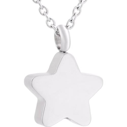 IJD9829 Engravable Small Blank Stainless Steel Star Cremation Necklace For Ashes Keepsake Memorial Urn Jewelry Pendant for Women