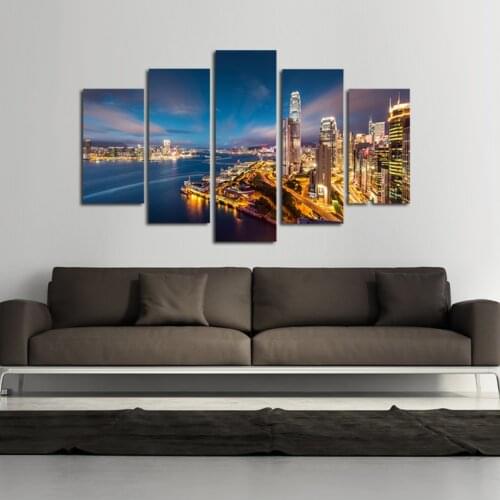 Modern Giclee Canvas Prints Beautiful city at night Landscape Paintings on Canvas Wall Art for Home Living room or Office Decor