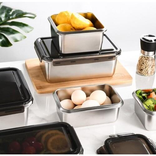 Fresh Keeping Box 316 Stainless Steel Crisper Super Large Capacity Refrigerator Special Frozen Storage Fruit Bento Box