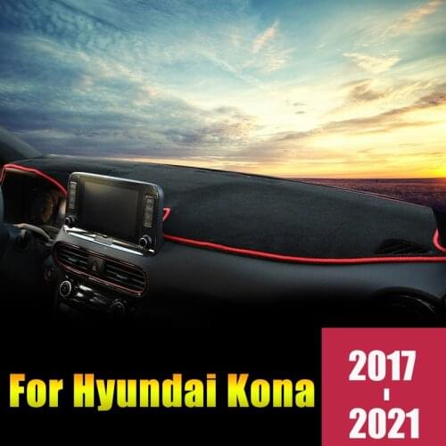 For Hyundai Kona 2017 2018 2019 2020 2021 LHD Car Dashboard Cover Mats Avoid Light Pads Sun Shade Anti-UV Protector Accessories