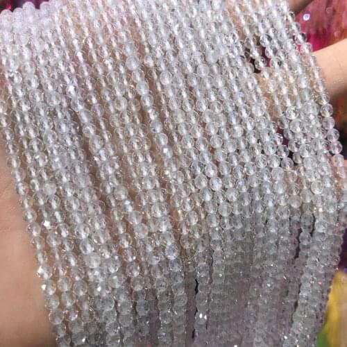 2mm 3mm 4mm Faceted Natural Brazil White Topazs Stone Beads Round Loose Small Stone Bead For Jewelry Making DIY Bracelet Earring