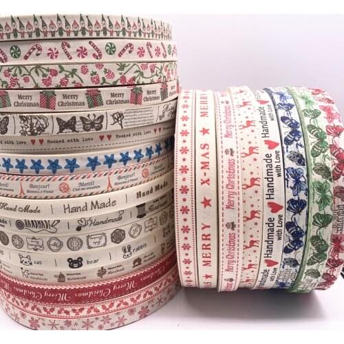 5Yards 15 mm Handmade Printed Cotton Lace Sewing Fabric Wedding Decoration Gift Wrapping Christmas Ribbon DIY Sewing Fabric