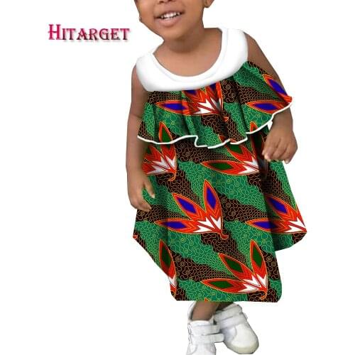 Fashion Children Clothes Girl Dresses Dashiki African Floral Print Kid Dress Halter O-neck Princess Dress African Clothes WYT752